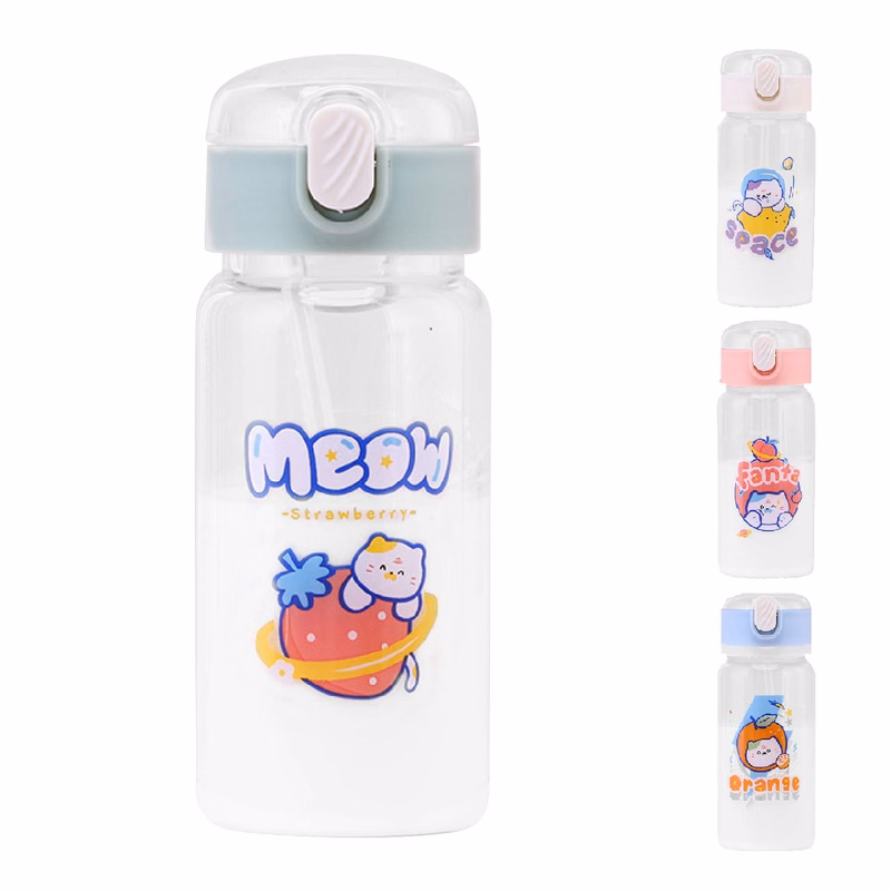 Single-layer bouncing lid glass water bottle straw cup
