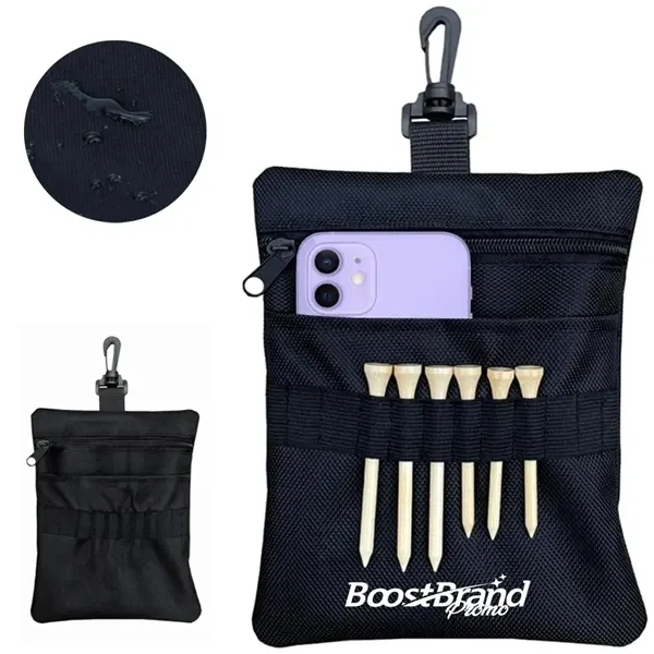 Custom Golf Ball & Tee Pouch with Clip & Front Pocket — Golf Promo Accessory 1