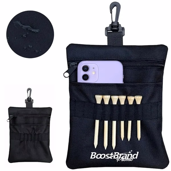 Custom Golf Ball & Tee Pouch with Clip & Front Pocket — Golf Promo Accessory