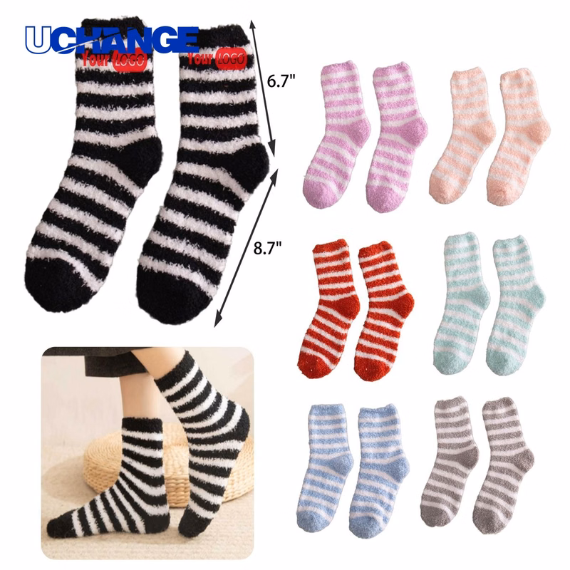 Striped Coral Fleece Warm Socks