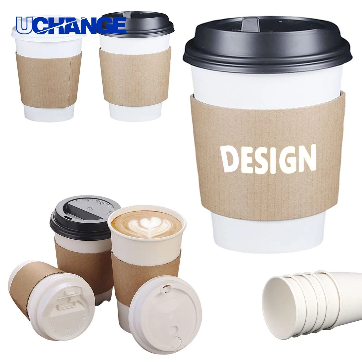 Coffee Cup Container with Lids Sleeves (12oz) 1