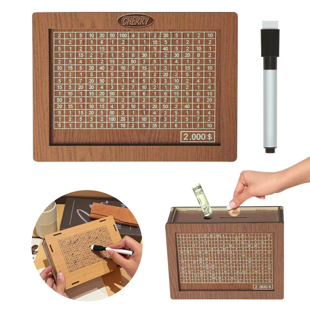 Wooden Money Savings Box w/ Counter 1