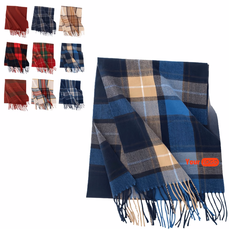 Polyester Winter Plaid Warm Scarf