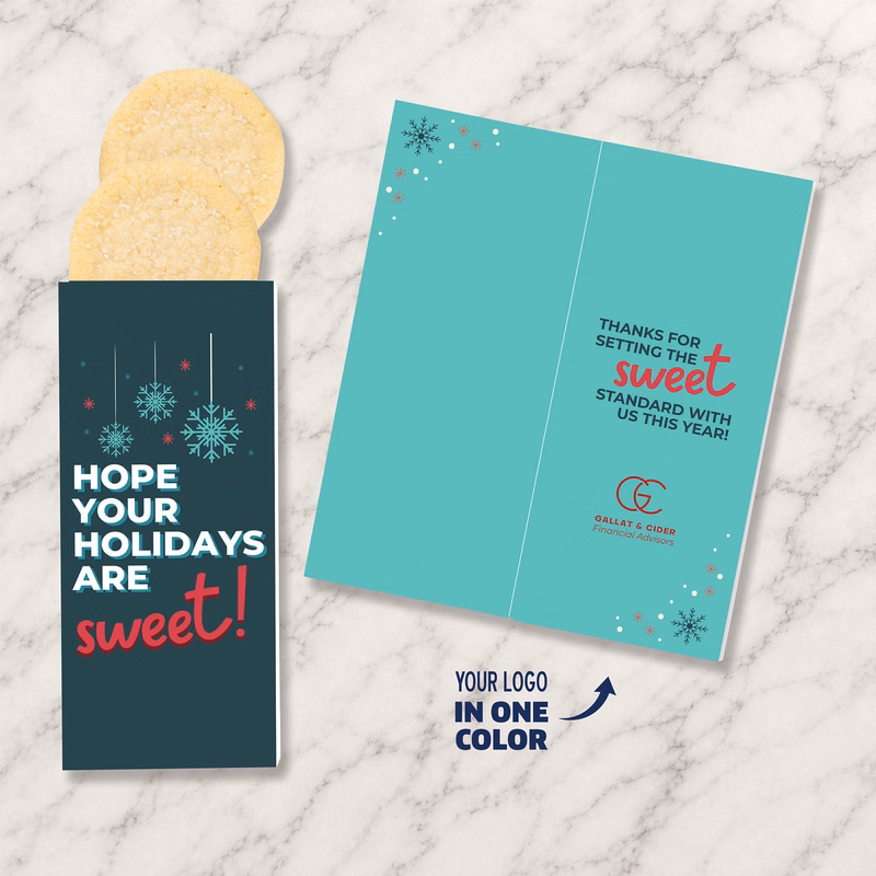One Color Foil-Stamped Stock Holiday Sentiment Sweeter Cards with Sugar Cookies
