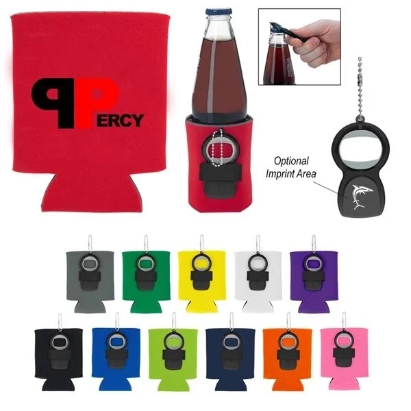 Cooler Sleeve with Bottle Opener, custom koozie with logo imprint 1