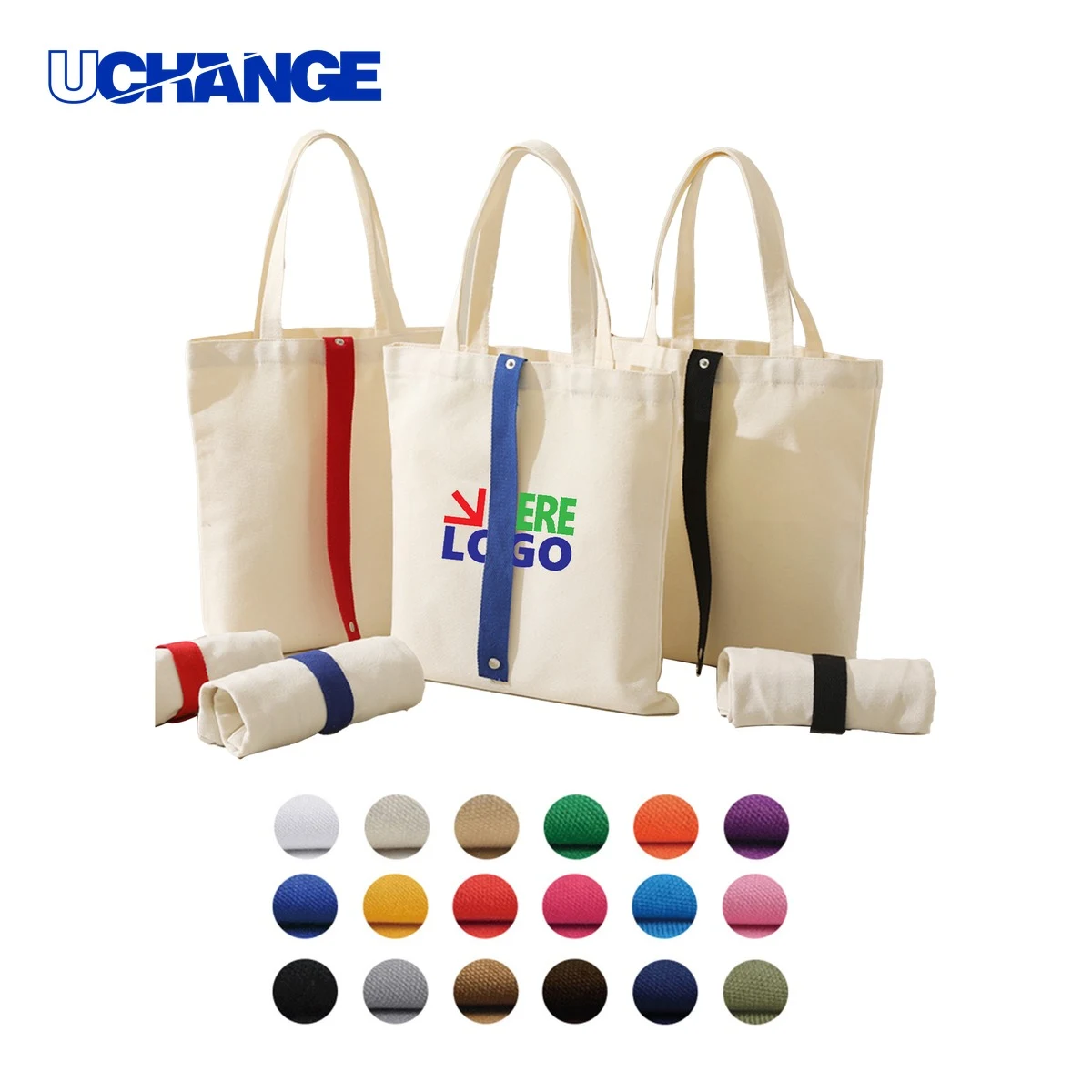 Durable Solid Color Canvas Tote Bag, custom tote bag with logo imprint 1