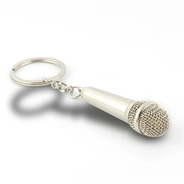 Custom Metal Microphone Shaped Keychain 4.3 inch — Music Event Trade Show Promo 1