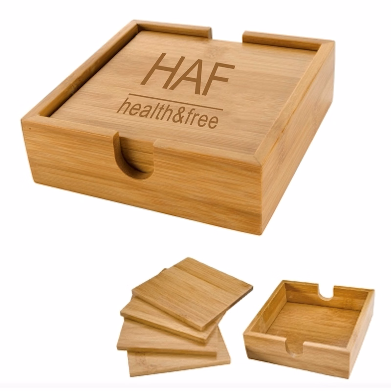 4-Piece Bamboo Coaster Set With Stand
