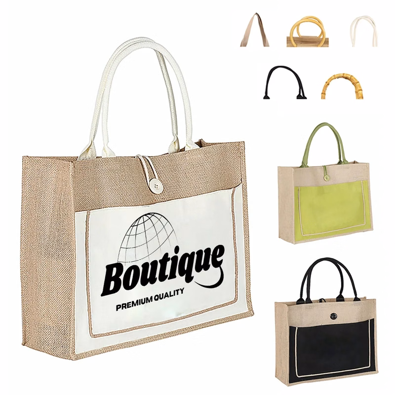 Jute Laminated Purse Gift Shopping Coarse Linen Handbag