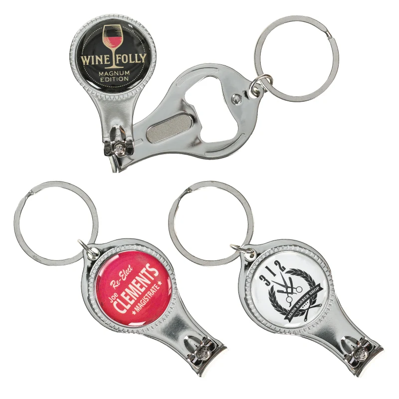 Round Nail Clipper w/Bottle Opener Keyring 1