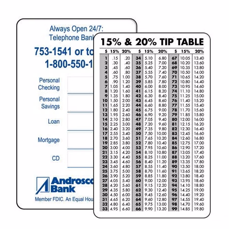 Tip Table Card