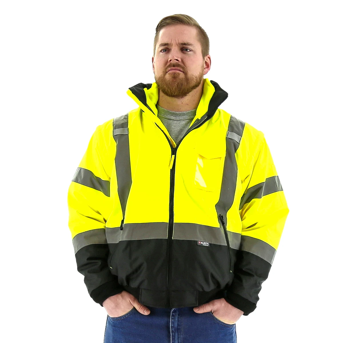 Majestic 75-1383 Hi-Viz 8-in-1 Waterproof Jacket w Hi-Viz Liner 1