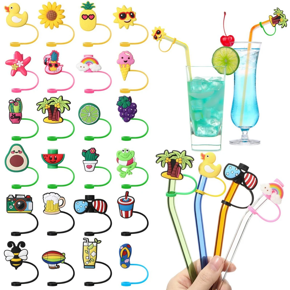 3D Dust Straw Topper Cover Pipe Cap Charm 1