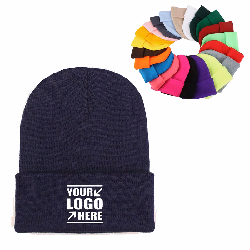 Knitted Beanie Solid Color Hat w Cuff