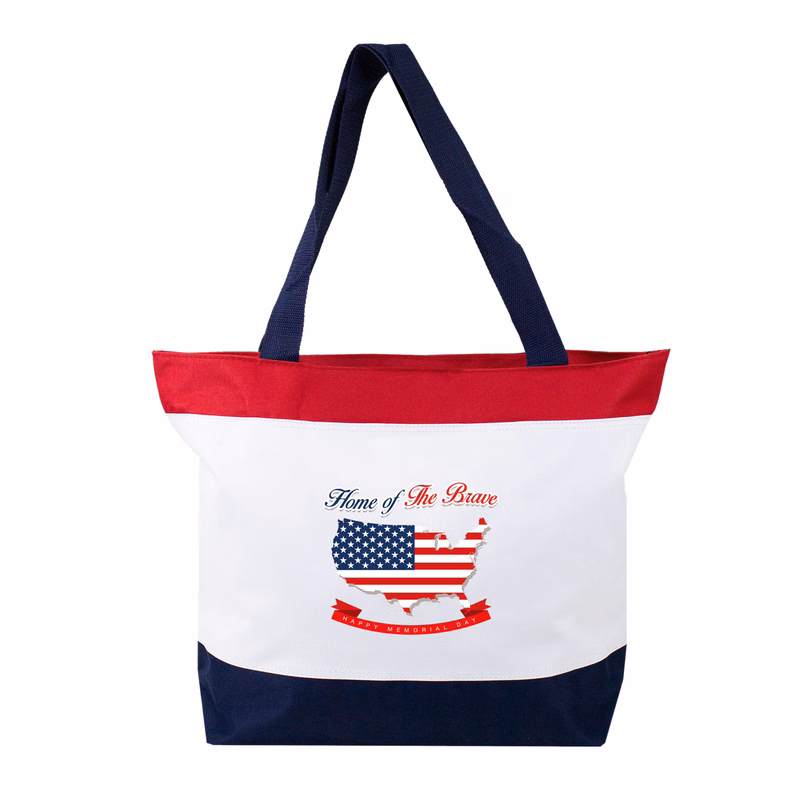600D Polyester US Flag Jumbo Boutique Zipper Tote Bag