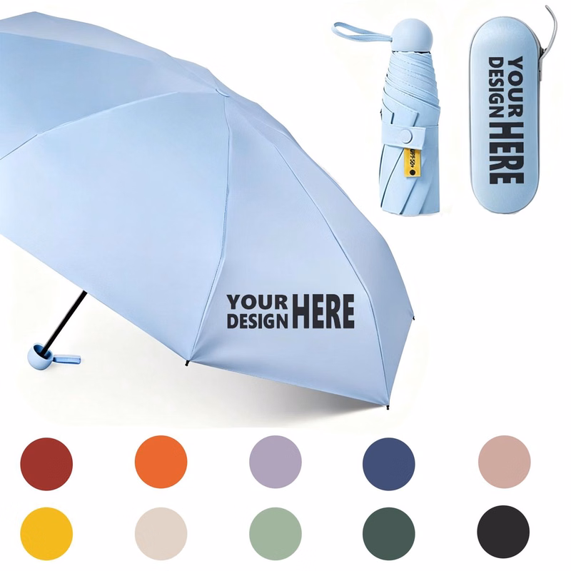 Eight Panel Compact Umbrella With Circular Handle