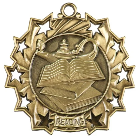 Reading Ten Star Medal, 2-1/4" 1