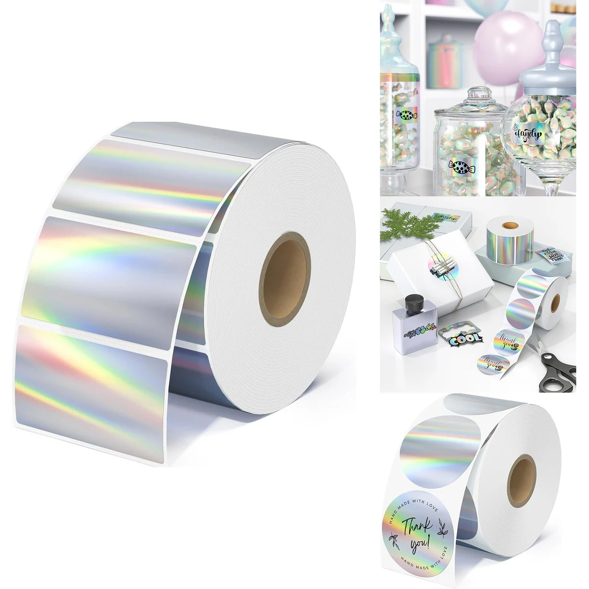 Holographic Silver Thermal Sticker Label 1