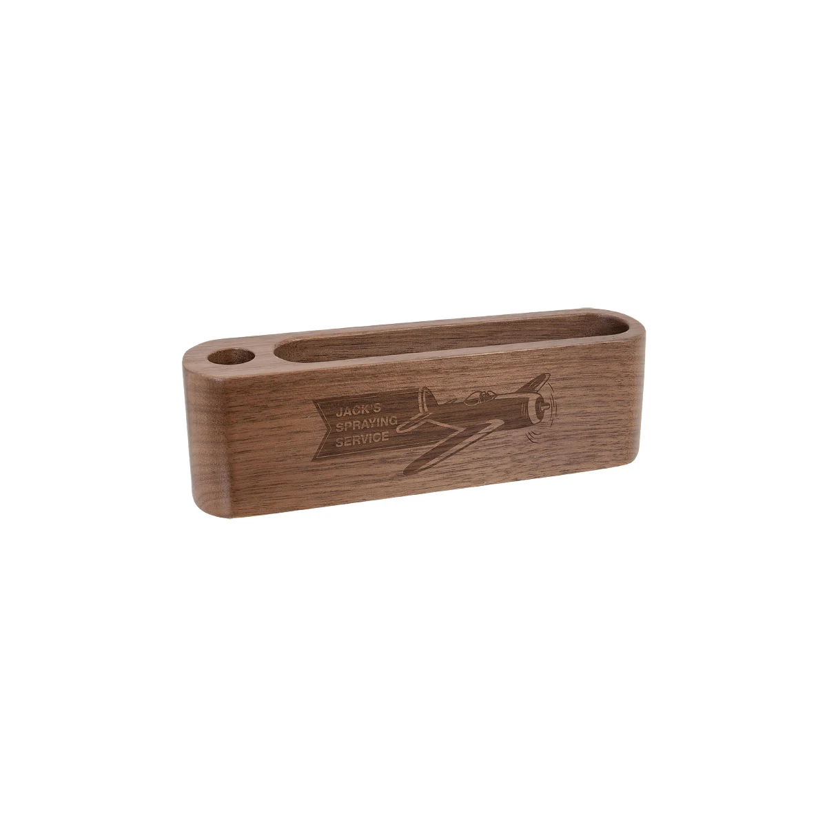 5" Walnut Business Card/Pen Holder 1