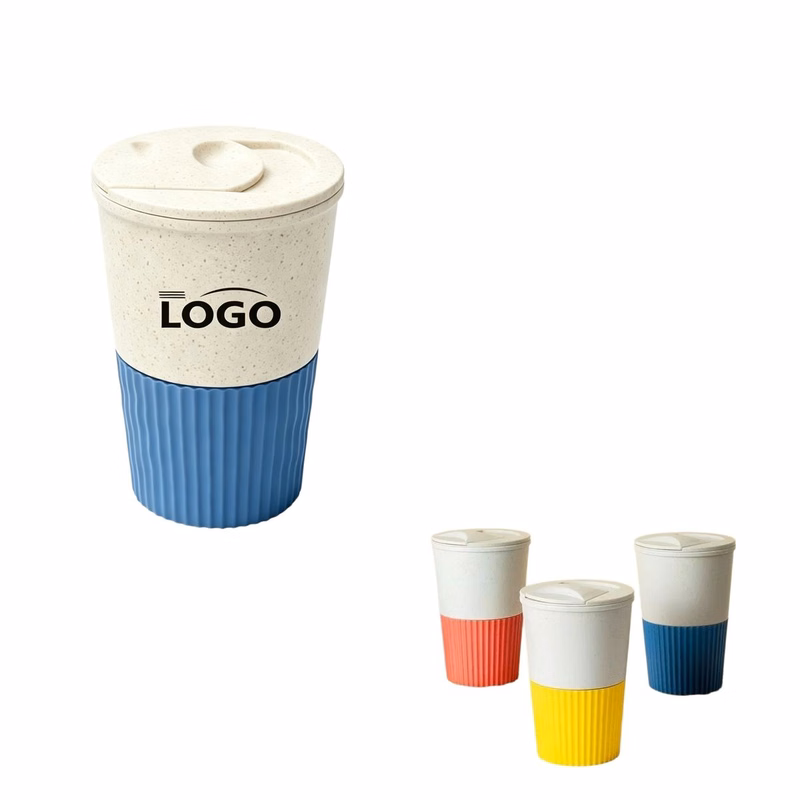Natural Wheat Straw Travel Beverage Cup With Flip Lid