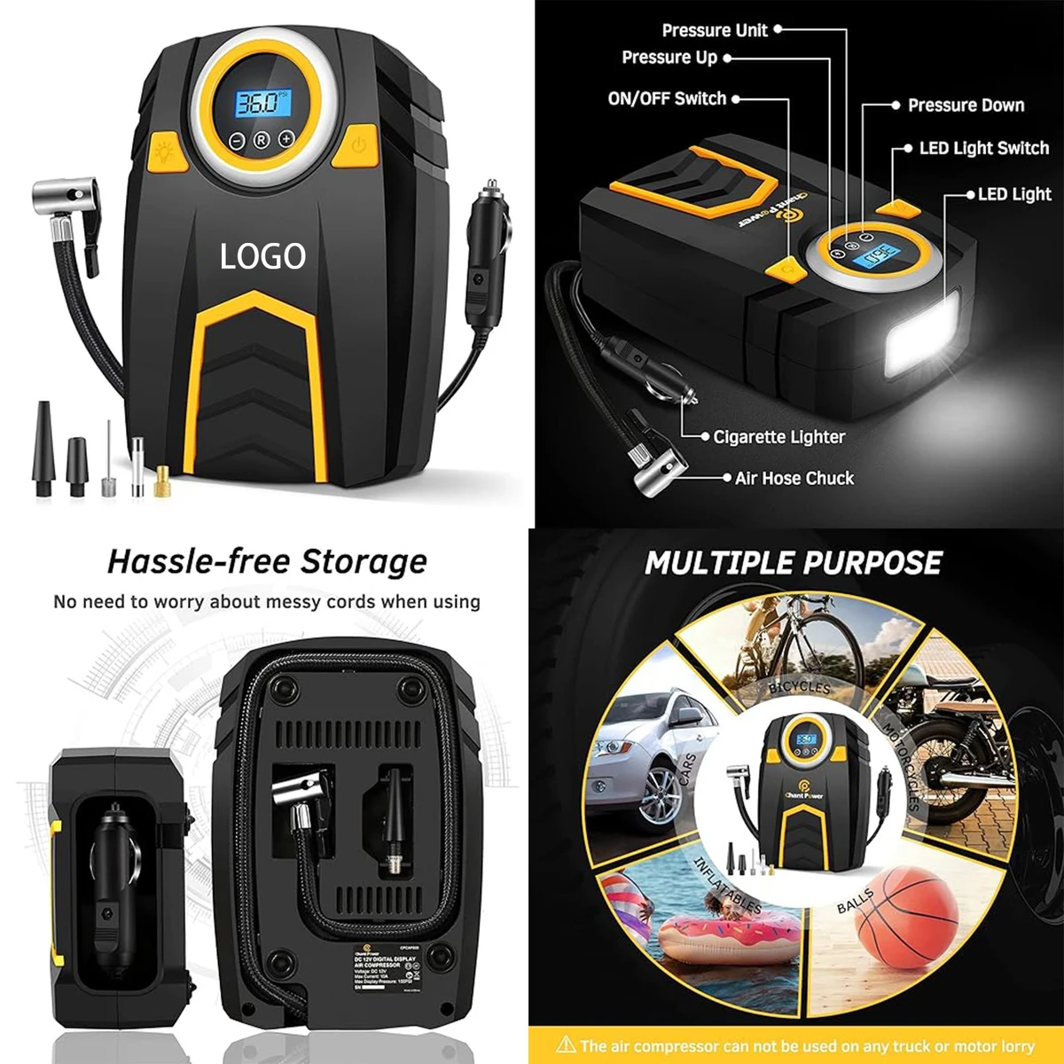 12V DC Car Tire Pump with Digital Pressure Gauge 1