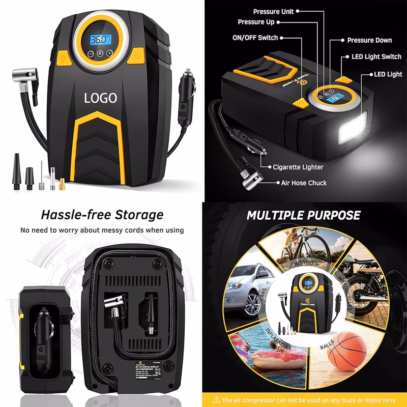 12V DC Car Tire Pump with Digital Pressure Gauge