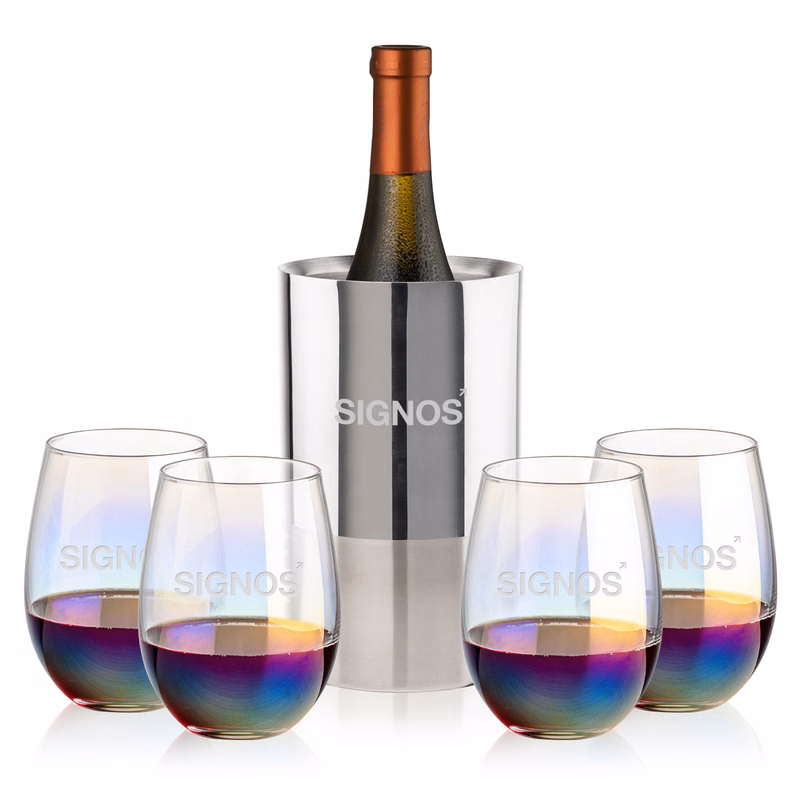 Catania Wine Cooler & Miami Stemless Wine Set