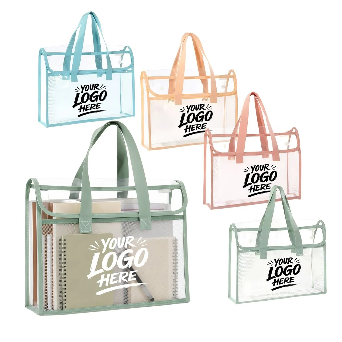 Clear Mesh Nylon File Tote With Handle Label Area 1