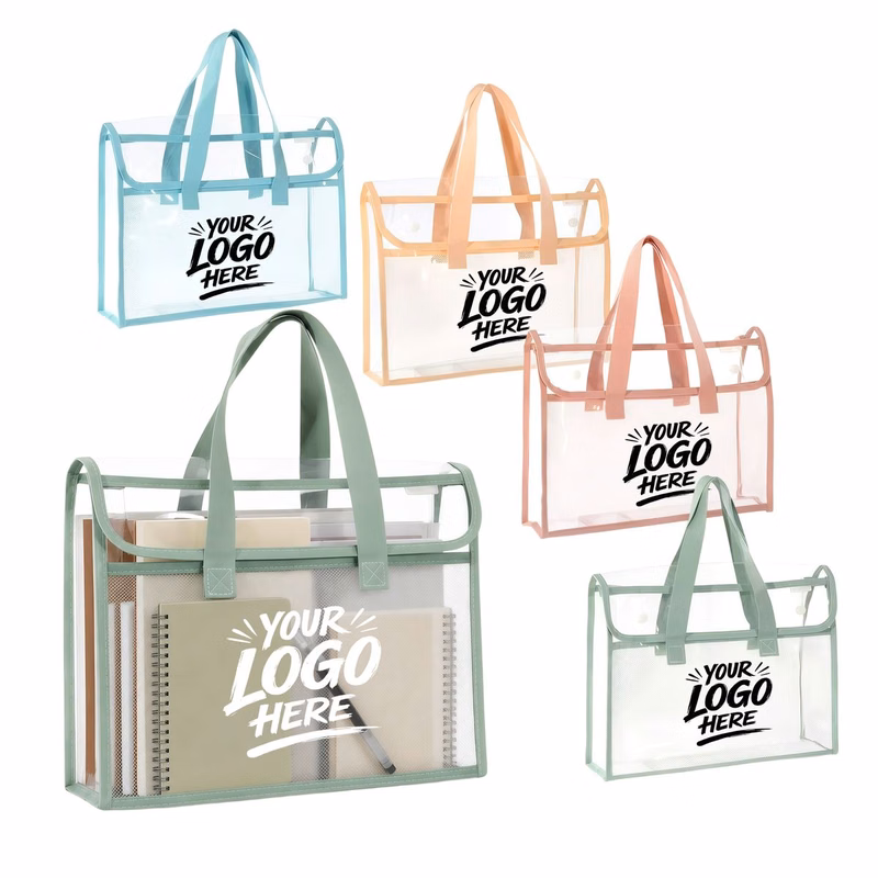 Clear Mesh Nylon File Tote With Handle Label Area