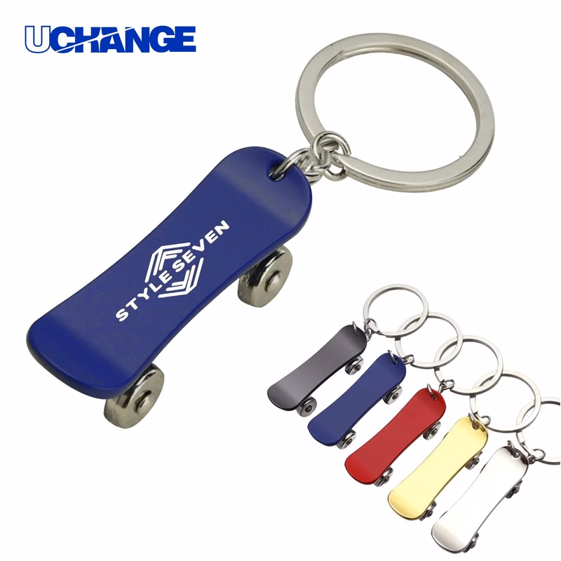 Skateboard Shape Logo Keychain