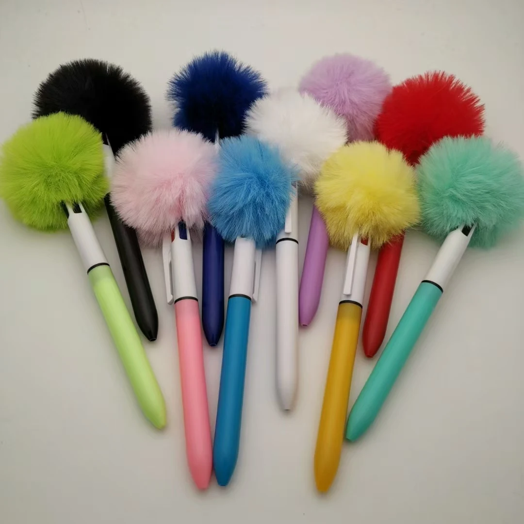 Four-color Ballpoint Pen with Pompom 1