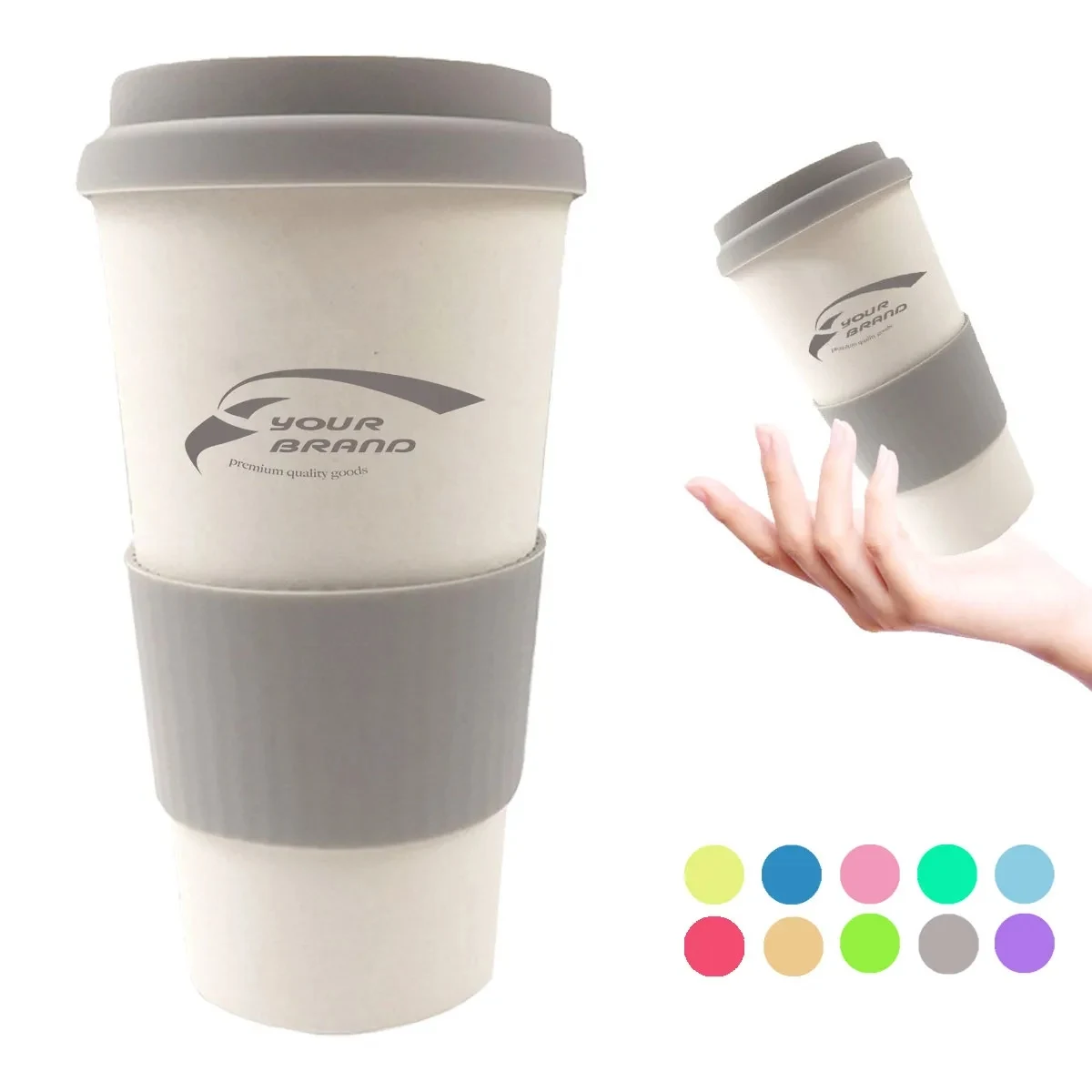 Eco-Friendly Bamboo Fiber Coffee Cup with Silicone Sleeve 1