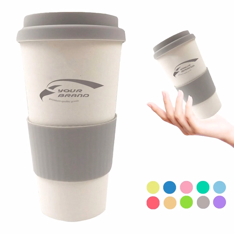 Eco-Friendly Bamboo Fiber Coffee Cup with Silicone Sleeve