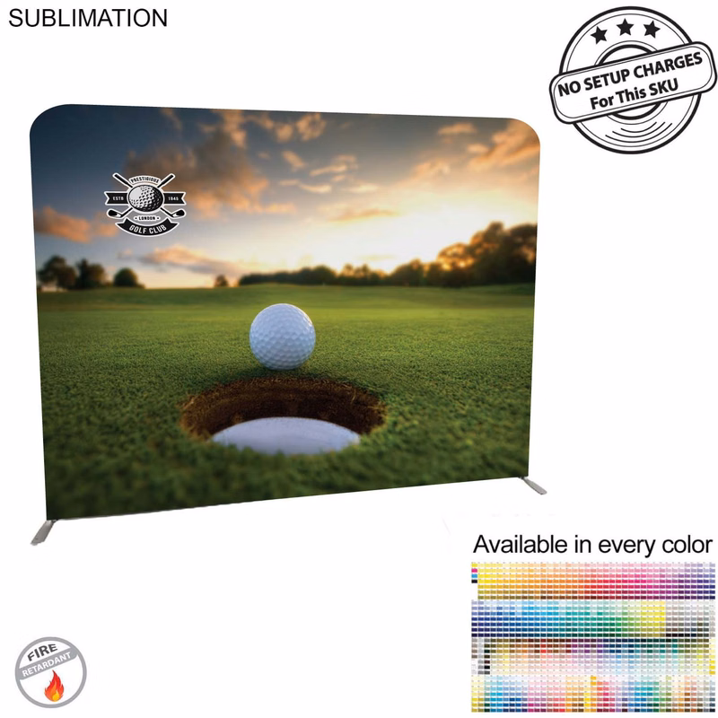 Golf Tournament 8'W x 8'H EuroFit Tension Fabric Straight Wall Display Kit, Double Sided Graphics