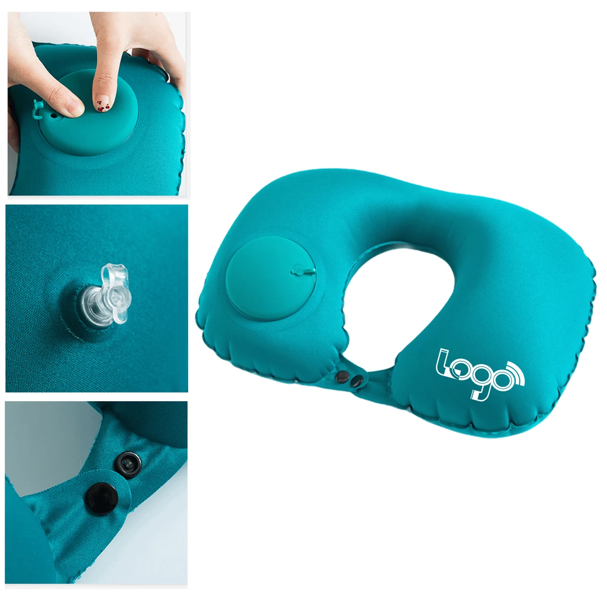 Press-to-Inflate U-Shaped Travel Pillow for Neck Support 1