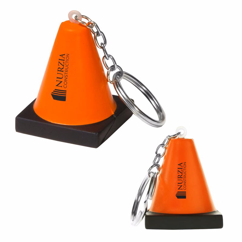 Construction Cone Stress Reliever Keychain