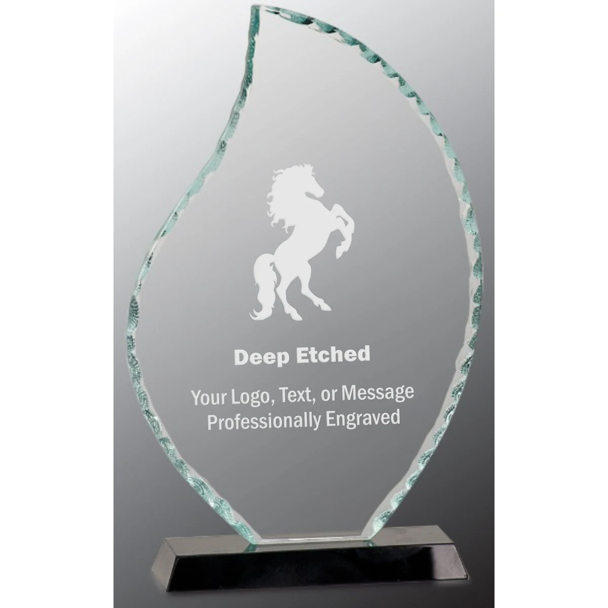 10 1/2" Flame Facet Glass Award on Black Base 1