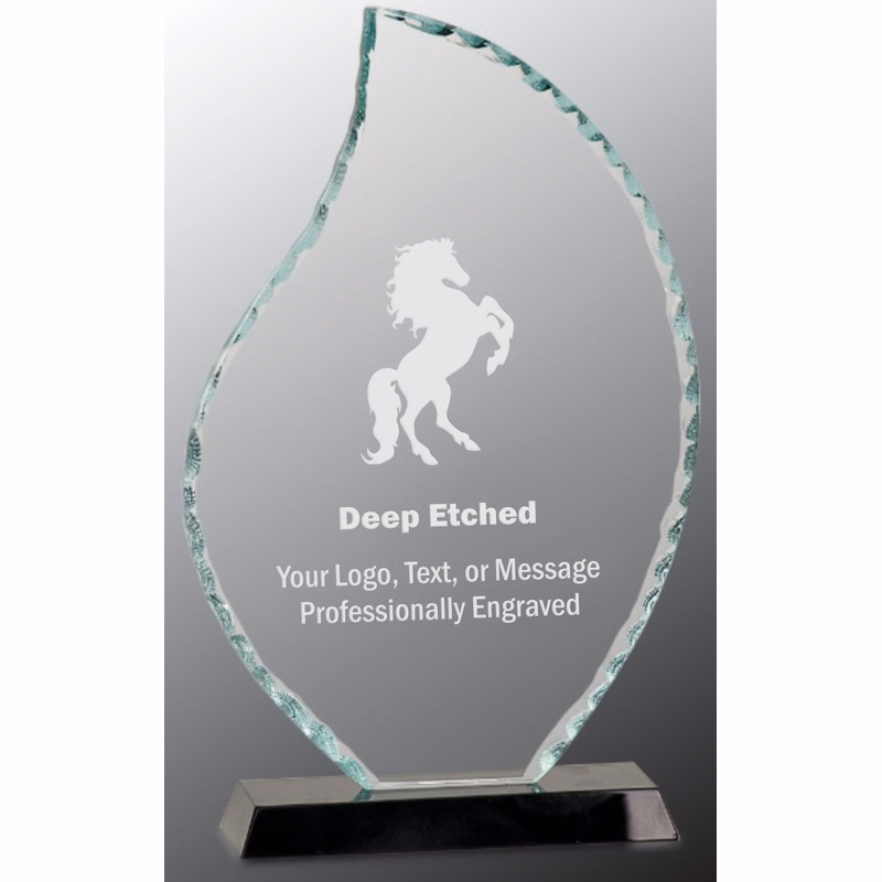 10 1/2" Flame Facet Glass Award on Black Base