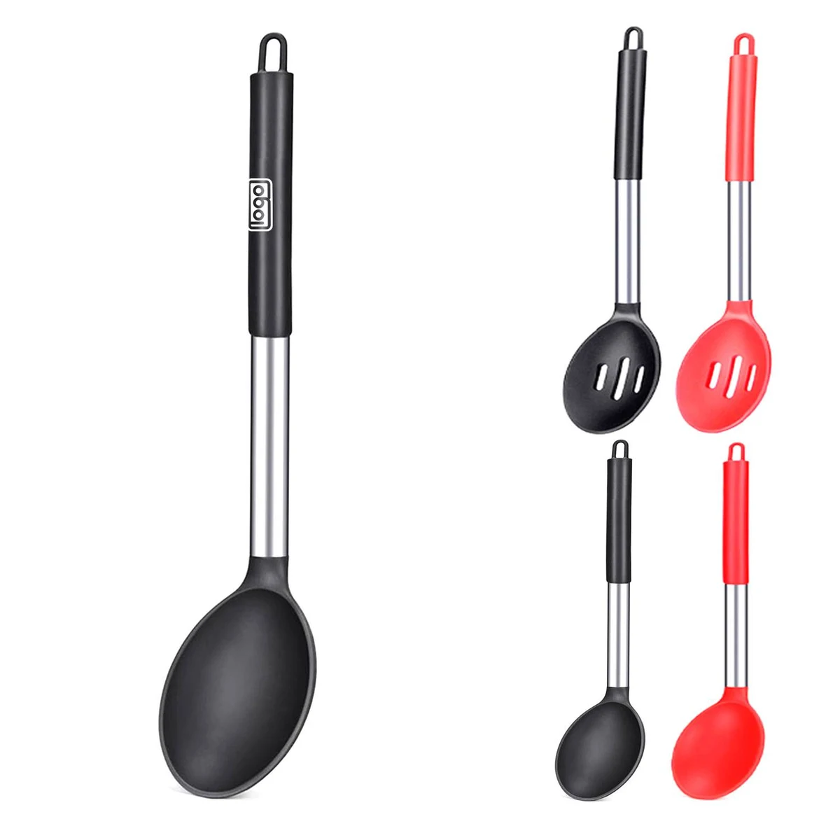 Food Grade Silicone Kitchen Spoon W/ Stainless Steel Handle 1