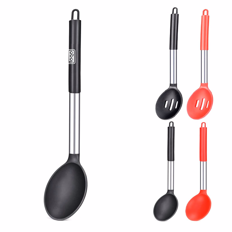 Food Grade Silicone Kitchen Spoon W/ Stainless Steel Handle