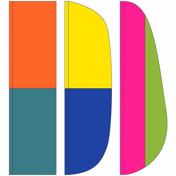 3' x 12' 2 Stripe Solid Color Feather Flags