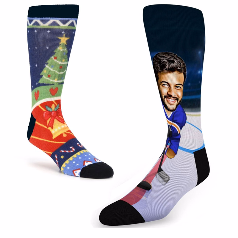 Calf crew 360 digital print socks w/ Full color logo, 168 Needles