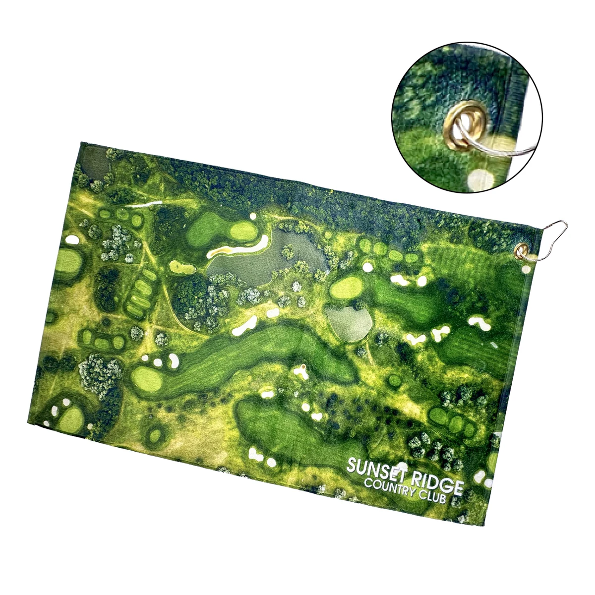 Full Color Sublimated Scrubber Golf Towel w/ Hook & Grommet 1