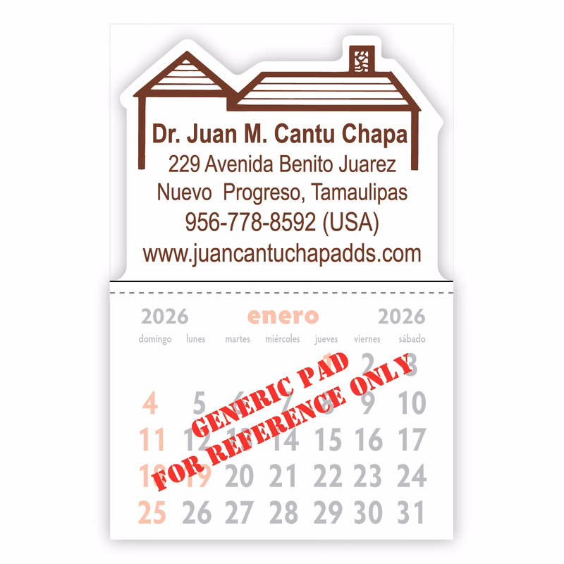 Designer Shaped Kwik-Stik 6 Mil Smooth Vinyl Spanish Calendar w/ House Top