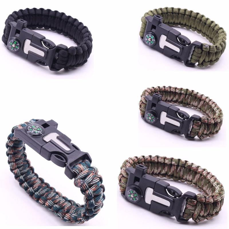 Survival Bracelet With Flint And Compass
