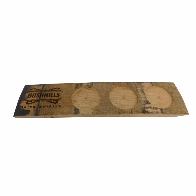 Reclaimed wood flight board for 3 glasses with laser engraving