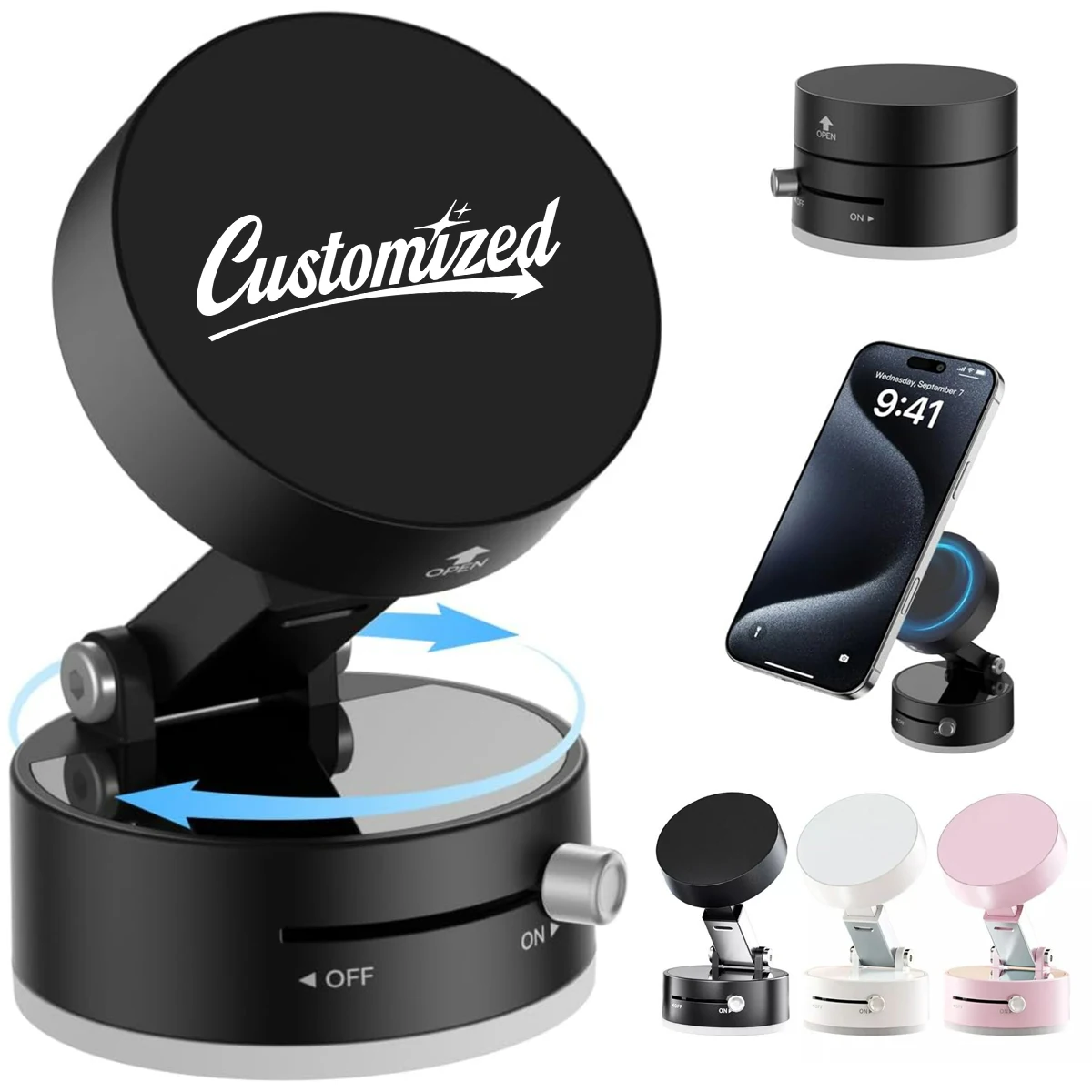 Auto Rotating Magnetic Phone Holder with Suction Base 1