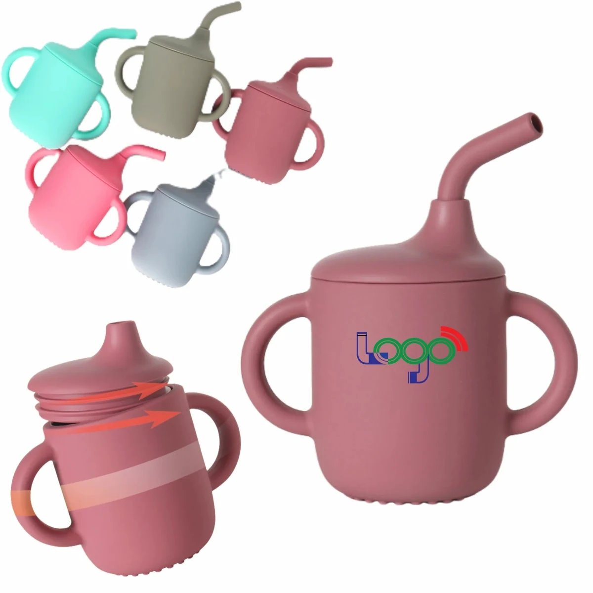 Silicone Kids' Tableware Set, Spill - Proof Sippy Cup With S 1