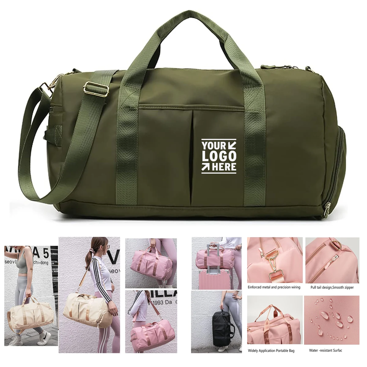 Women Sports Gym Duffel Waterproof Weekender Travel Yoga Bag with Shoes Compartment 1