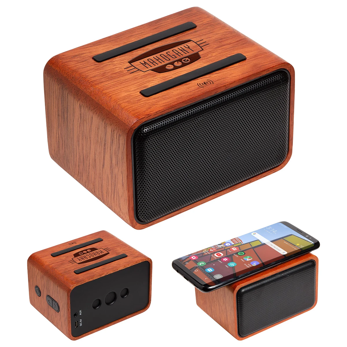 Mahogany Wireless Speaker with Wireless Charger 1